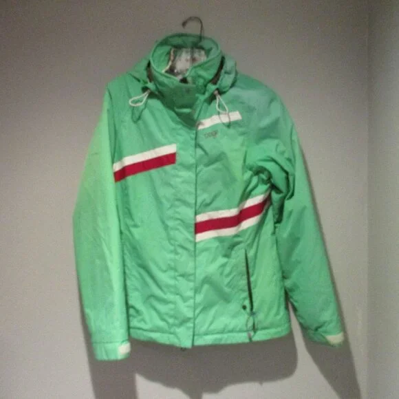 Womens Orage Ski Snow Winter Jacket 3 in 1 Green White Hooded - Picture 2 of 12